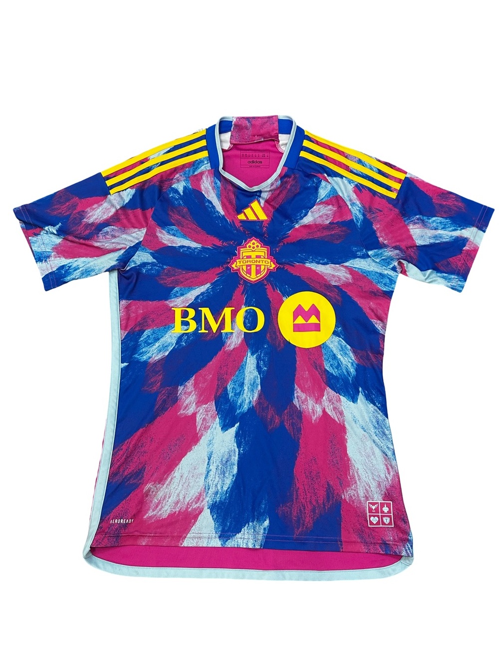 adidas Pink, Blue & Yellow Tie-Dye Toronto FC Soccer Jersey